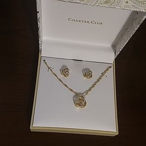 Gold Necklace and Earrings